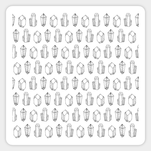 Mineral Rock Crystals Black and White Pattern Sticker by Farissa